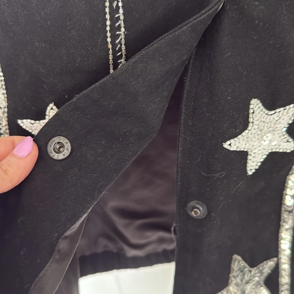 Vintage Modi Beaded Sequin Star Denim Cotton Jacket - Picture 8 of 14
